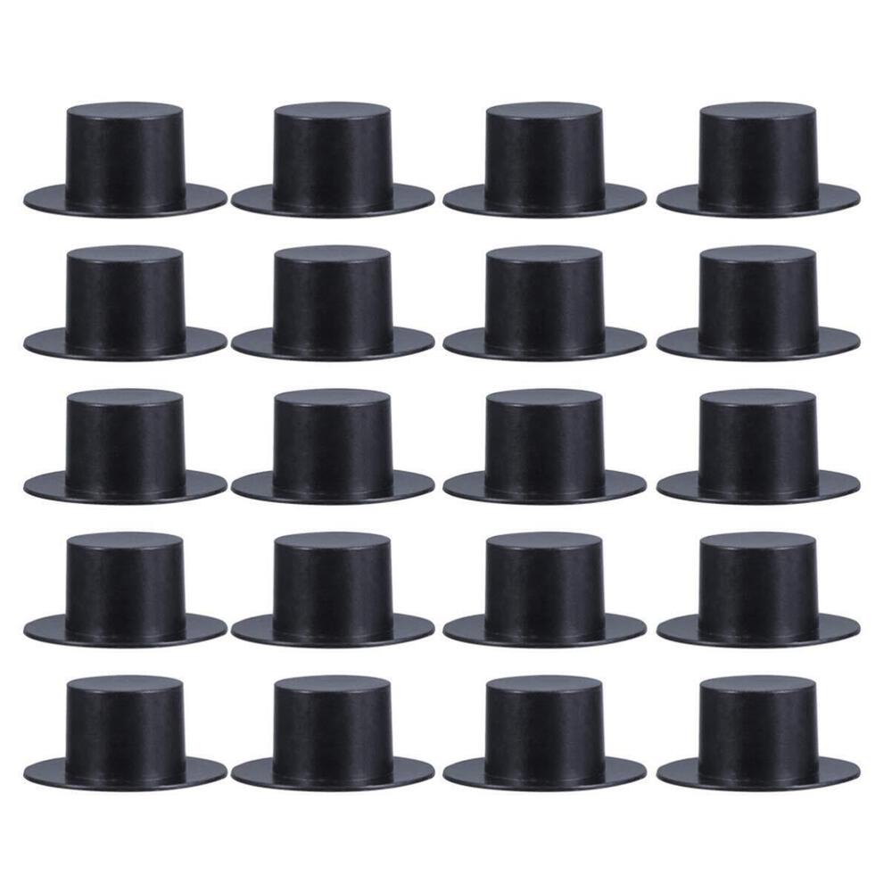 2007 Doll Hats Christmas Top Hat 50pcs Black Mini Hats, 1.6 Inch Black Hat